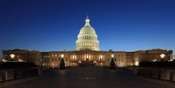 U.S. Capitol east front at dusk