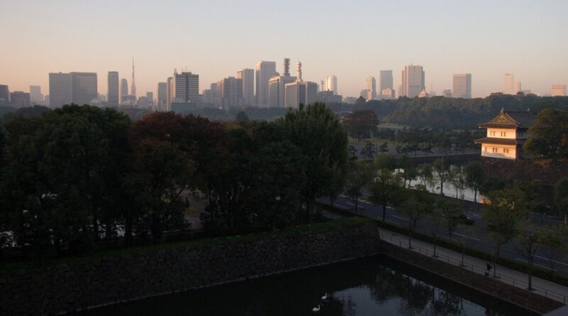 Marunouchi business district skyline in Tokyo at dawn