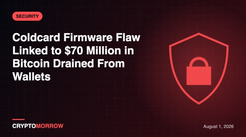 Coldcard Firmware Flaw Linked to $70 Million in Bitcoin Drained From Wallets