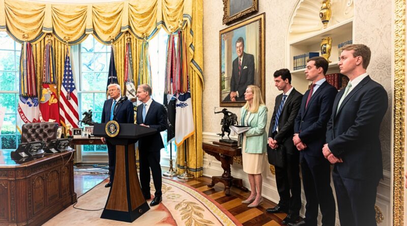 President Trump at the Oval Office swearing-in of SEC Chair Paul Atkins