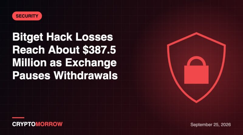 Bitget Hack Losses Reach About $387.5 Million as Exchange Pauses Withdrawals